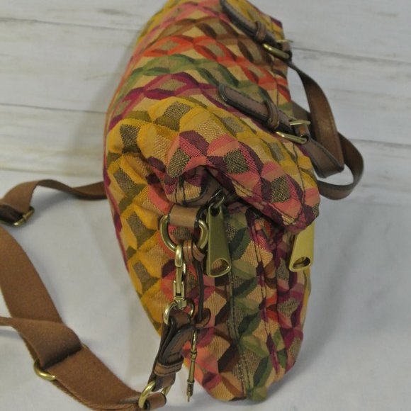 FOSSIL KEY-PER Fabric Leather Large FOLD OVER Bag - Picture 7 of 13